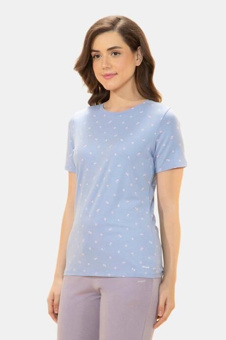 Amante Scoop Neck Sleep Tee - Lavender Tropical Print — image 2